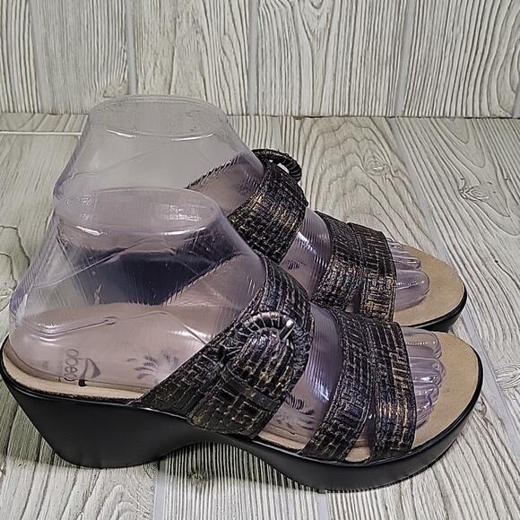 Abeo Biosystem Dorin Leather Dark Brown Shimmer Sandals Womens Size 7 - Picture 2 of 11